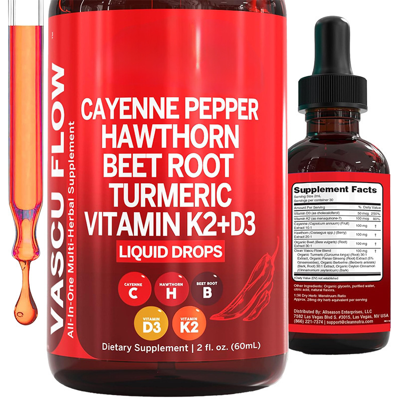 Vitamin D3 K2 Drop - 60 مل قطرات فلفل كايين، فلفل
