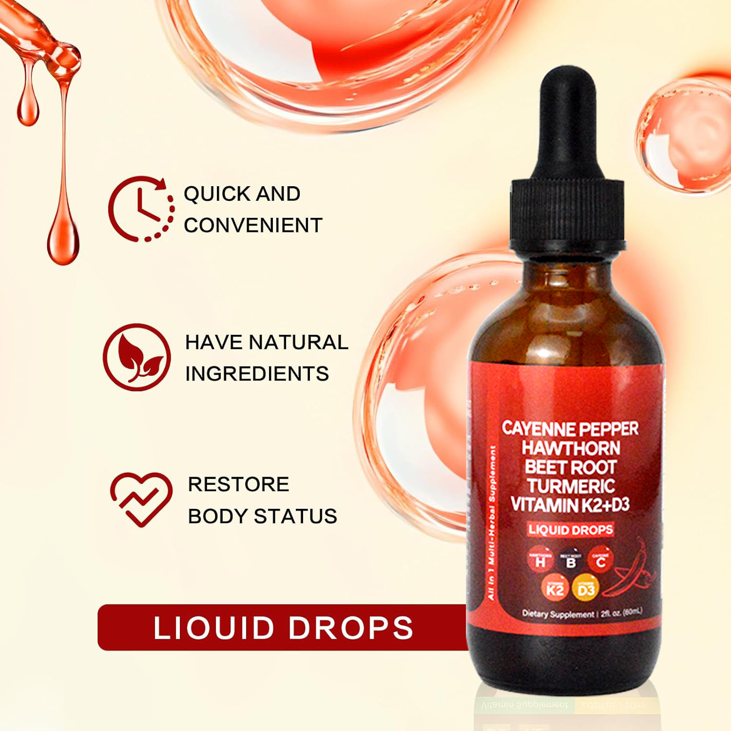 60 مل قطرات فلفل كايين، فلفل ك - مراجعة Vitamin D3 K2 Drop وسعره